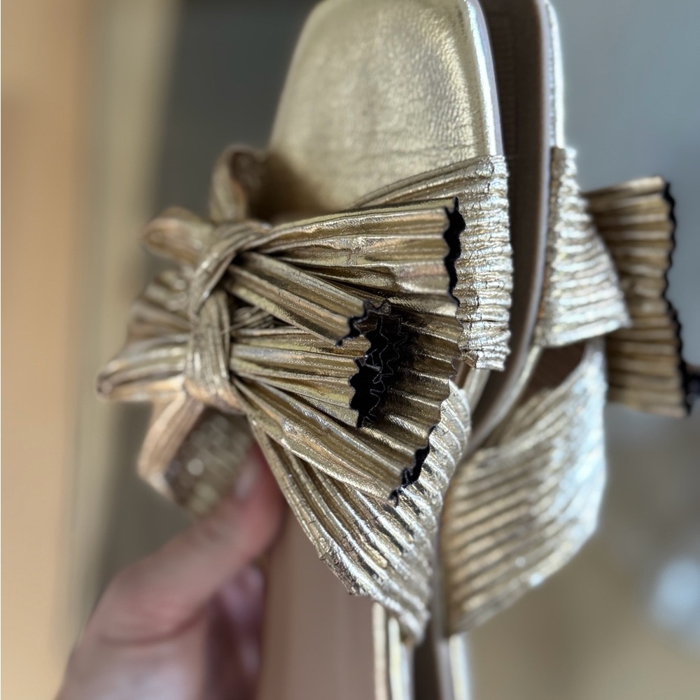Shop Avara Gold Lame Sandal Elegant Women's Slip-On Flats Dress Up / Down Size 7 - Picture 12 of 12
